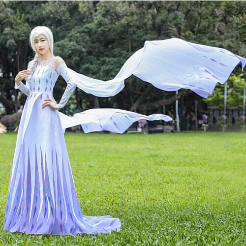 Movie Ice Snow Cosplay Queen Elsa Costume Adult Women Fashion Dress Fancy Halloween Carnival Ball Gown