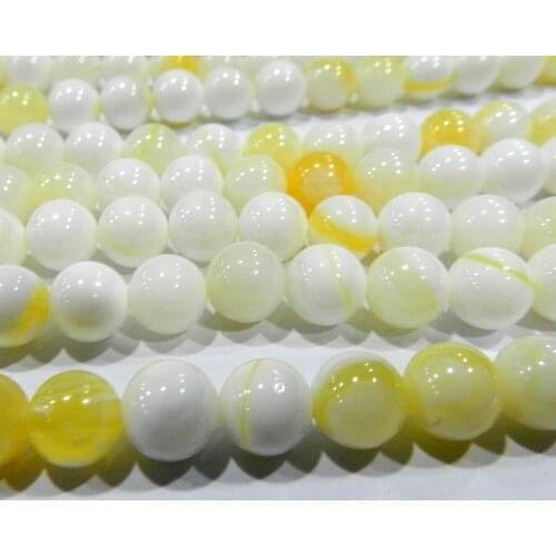 10mm White gold Tridacna Gigas Stone Round Loose Beads 15"