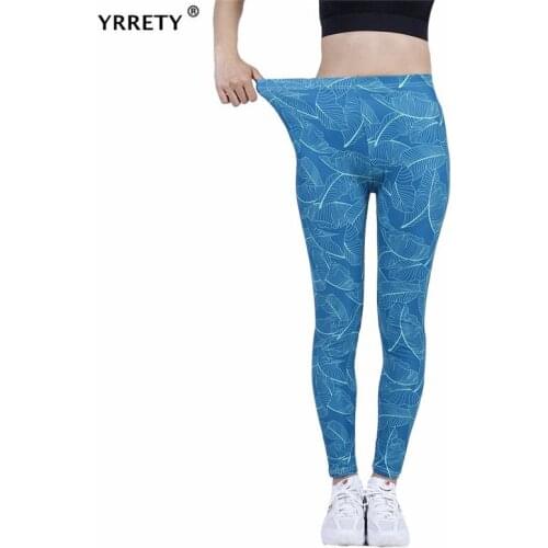 YRRETY High Waist Leggings Women Fitness Workout Workout Clothing Gym Push Up Banana Leaf Pattern Sports Stretch Polyester Pants