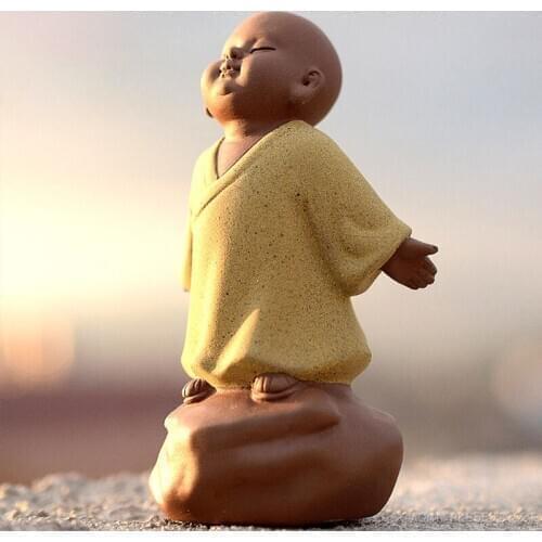 Cute Little Monk Tea Pet Purple Clay Teapets Handmade Monk Tea Play Chinese Tea Set Decoration Tea Set Decoration