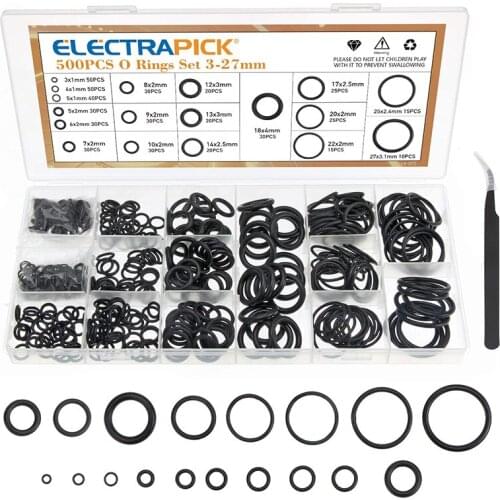 270/500PCS O Ring Rubber Washer Seals Assortment Kit Black O-Ring Seals Set Nitrile Washers For Car Gasket Hardware Accessories