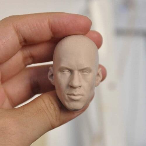 Unpainted 1/6 Scale Vin Diesel Head Sculpt Model For 12'' Action Figure Dolls Painting Exercise No.314