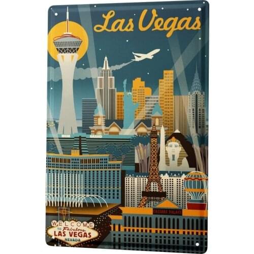 SINCE 2004 Tin Sign Metal Plate Decorative Sign Home Decor Plaques Wanderlust City Las Vegas