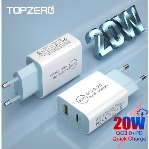 PD 20W USB Type C Charger Quick Charge QC4.0 QC3.0 Fast Charging For iPhone 12 11 Pro xiaomi Huawei Samsung Travel Wall Charger