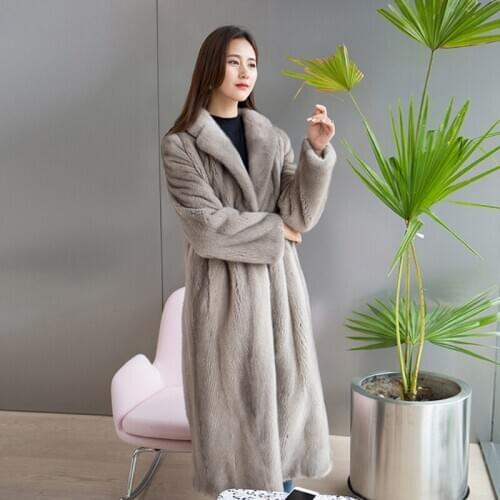 Winter Women Faux Mink Fur Coat Lengthen Knee Fur Coat Loose OverCoat Thick Warm Plus Size Female Plush Coats