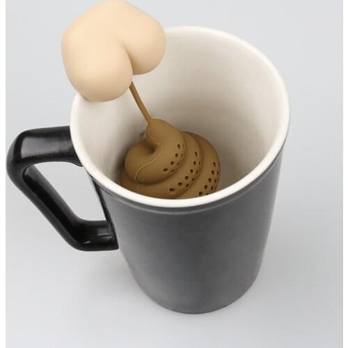 Poop Shaped Silicone Tea Strainer Non-toxic Innovative Shape Reusable Silicone Tea Infuser Bag Funny Teapot Kitchen Supplies