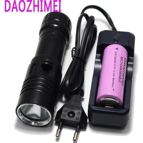 Super Brightness L2 LED White Light 8000 Lumens Diving Flashlight Tactical 26650 Torch Underwater 100M Waterproof