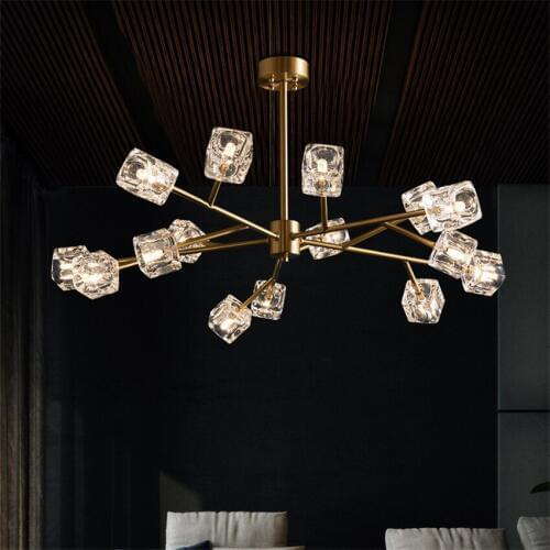 Ice cube Led Chandeliers Gold Copper Chandelier Lighting For Living room Kitchen Nordic Industrial Bedroom Lamp lustre cristal