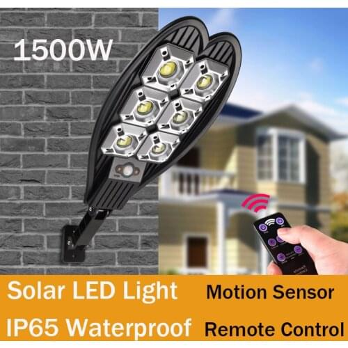 160COB Solar LED Street Light IP65 Waterproof Smart Remote Control Motion Sensor Lamp 1500W Outdoor Garden Security Wall Light