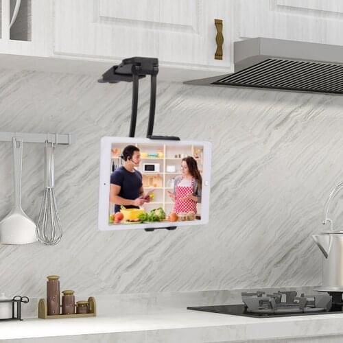 Universal Kitchen Desk Metal Tablet Mount Stand 2 in 1 Kitchen Tablet Holder Wall Mount