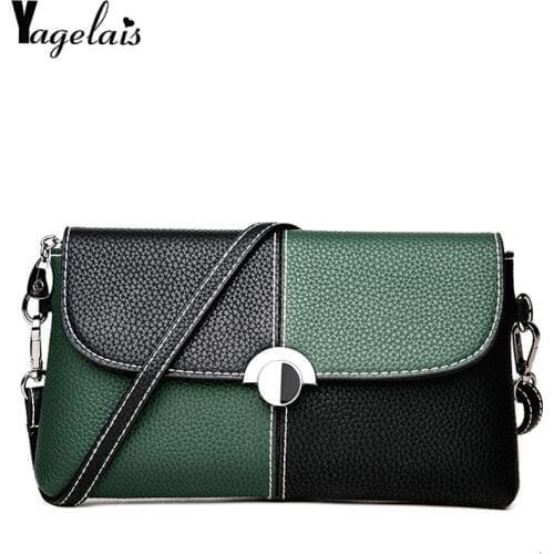 Vintage Women PU Leather Sling Handbag Girls Crossbody Bag Female Patchwork Color Messenger Shoulder Bags Lady England Purse