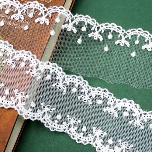 Off-white Two side Embroidery Mesh Lace Trim Lace Fabric Hair Decoration 8.5cm Width 5Yds/lot