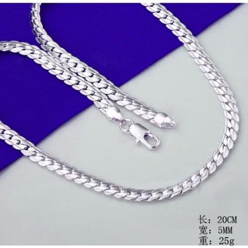 2021 Fashion Women 5MM Silver plated chain necklace Chain necklace Choker Necklace Jewelry Gift