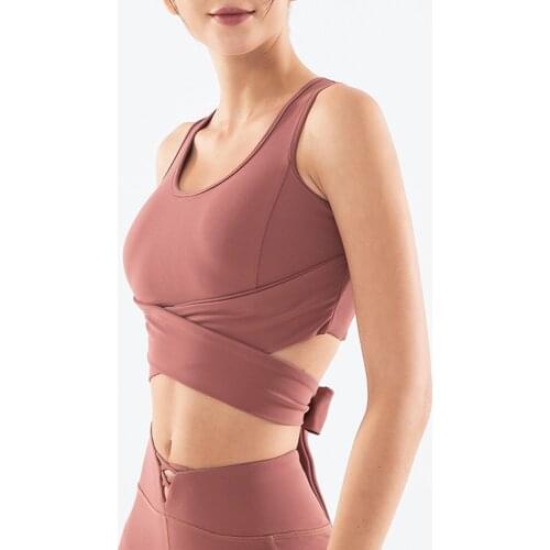 New Style Yoga Wear Womens Solid Color Bandage Sports Bra Quick-drying Halter Yoga Vest Fitness Running Sleeveless Halter Top
