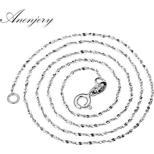 ANENJERY 925 Sterling Silver Star Chain Necklace Use for Pendants Charms Women colar S-N32 (Diameter 1.1mm)