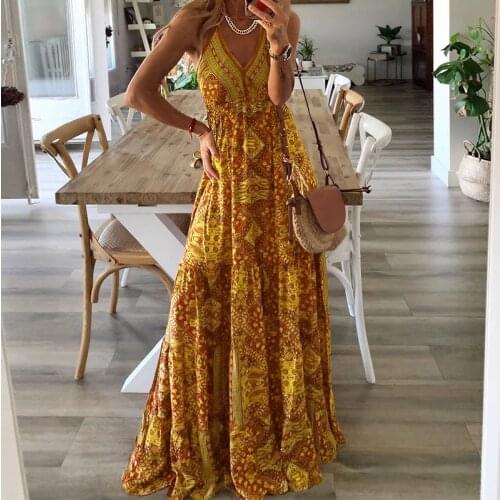 Women Maxi Dress Backless Sexy Spaghetti Strap Lady Bohemian Summer Long Dress Woman Beach Dresses Femme Robes Vestidos De Festa
