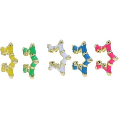 Gold color Neon enamel star shaped ear cuff no piercing clip on earring geometric fashion jewelry