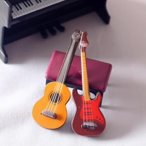 1PC 1/12 Dollhouse Mini Classic Electric Guitar Model For Doll House Decoration