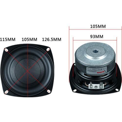 1pcs 4" Inch 4Ω 40-100W Subwoofer Square speaker Woofer High Power Long Stroke Speaker Loudspeaker