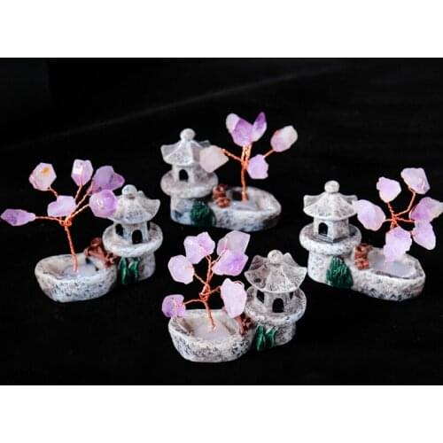 1PC Natural Amethyst Tree Crystal Quartz Mineral Ornaments Tree of Life Home Decoration Lucky tree Healing Pavilion Decorate