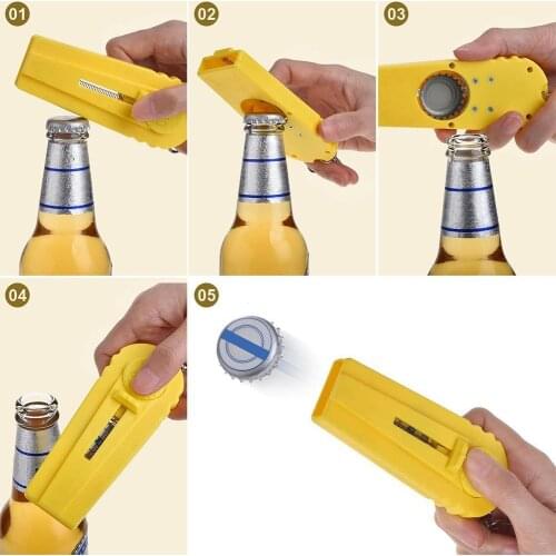 1Pc Can Opener Beer Drink Bottle Opener Cap Launcher Random Color Supplies Bottle Catapult Gift Top 2021 Opener Key Ring Sh H1S5