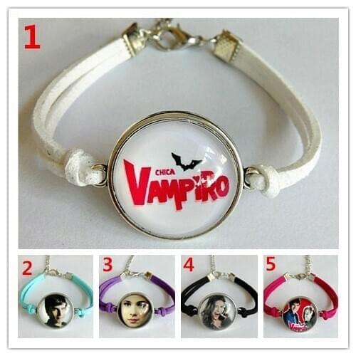 1pc CHICA VAMPIRO Bracelet Glass Girl Bracelet Handcuffs bracelet Cartoon Movie Charms bracelet Time gems Wholesale jewelry