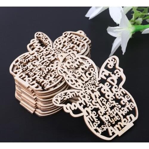 12 Pcs/Pack Wooden Hollow Out Angel Doll Ornaments Pendants Embellishments for DIY Art Craft Projects Christmas Party Decoration