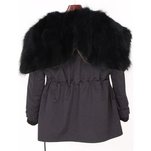 2021 New Detachable Fox Fur Liner Women Parka Collar Hooded Fur Coat Female Winter Jacket