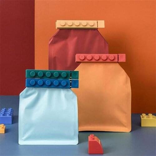 4Pcs Sealing Clip Practical Multi Purpose Multicolor Building Block Food Bag Closure Sealer Clamp for Kitchen
