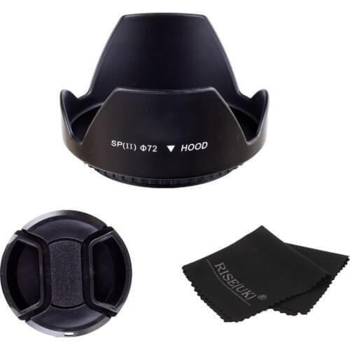 72MM Lens Hood + Cap + clean cloth for Nikon canon sony pentax camera with 72mm lens