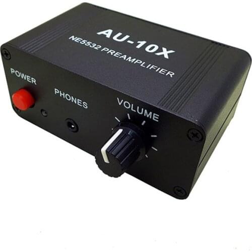 AU-10X NE5532 Stereo Music Audio Signal Pre-amplifier Amp Headphone Amplifier Board Gain 20db RCA 3.5MM Volume Control Tone