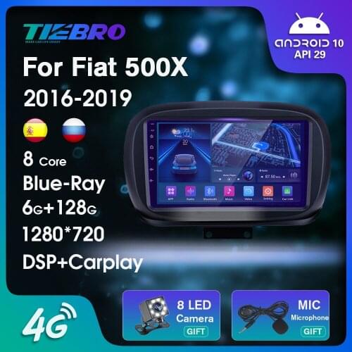 2DIN Android10 Car Radio For Fiat 500X 2014 2015 2016-2019 Blu-ray IPS QLED GPS Navigation Auto Radio DSP Car Video NO 2DIN DVD