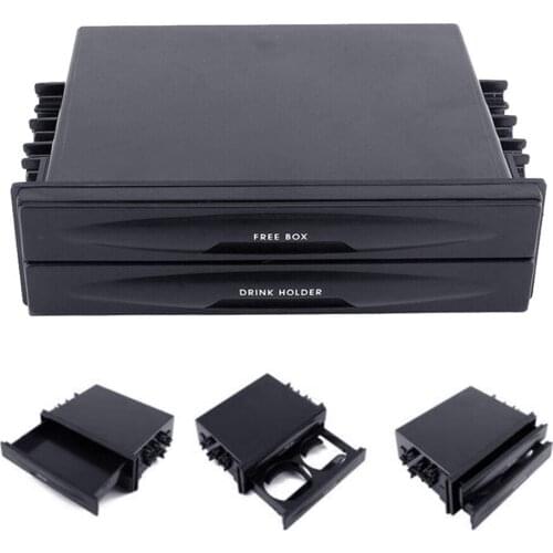 Car Double Din Dash Trim Radio Pocket Drink Cup Holder Storage Box Container