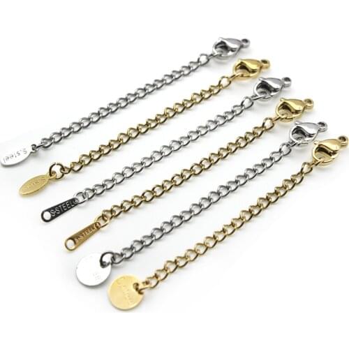 DIY Bracelet Necklace Extension Extended Chain Stainless Steel Lobster Clasps Tail Extender Chains Connectors for Jewelry Making