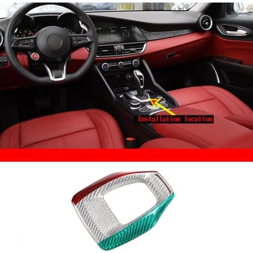 For Alfa Romeo Giulia Stelvio 2020 Real Carbon Fiber Interior Central Control Gear Shift Panel Cover Three-Color Car Accessories