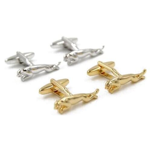 Mens Copper Animal Cufflinks 3D Leopard Panther Jaguar Link Silver / Gold Cuff Button Men Jewelry Gift 10pair / lot