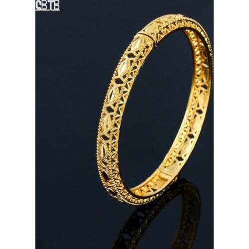 Dubai India Africa Gold Color Bangles for Women Gold Lattice Muslim Turkish Bangles&Bracelet Girls Women Hand Jewelry Arab Gift