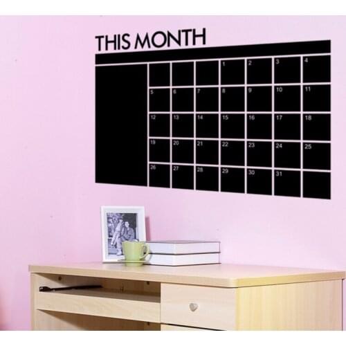Month Calendar Chalkboard Removable Planner Wall Stickers Black Board Office School Vinyl Decals Supplies