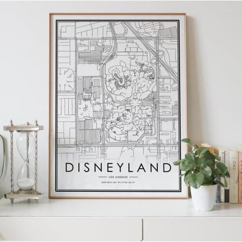 DISNEYLAND Los Angeles California USA city map Nordic Living Room Decoration Canvas Poster Modern Art Print Painting