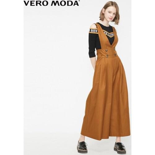 Vero Moda Womens Double-breasted Side Pocket Wide-leg Overalls Jumpsuit | 319144507