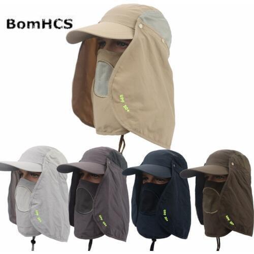 BomHCS Fashion Summer Sun Protection Fishing Hiking Riding Cap Neck Face Flap Hat Wide Brim Ultraviolet-proof 17F-39MZ1