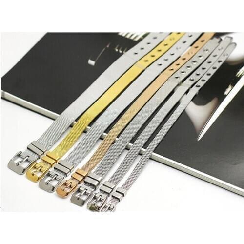 Fashion Stainless Steel Mesh 6mm Width Watch Belt Bracelets For Women Men Charm Brands Mesh Bracelets Strap Bangle DIY Gift