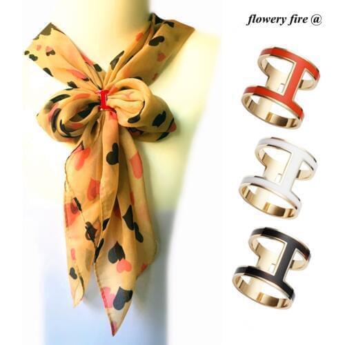 Fashion Women Top quality Brass letters H Colored enamel Brooches /Shawl Scarves accessories/Scarf buckle ring clips