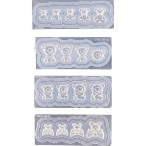 2021 New Crystal Epoxy Resin Mold Nail Carving 3D Bear Silicone Mould DIY Crafts Stamping Plate Nails Stencils Manicure Tools