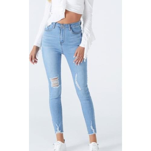Brand New High Quality Wholesale Woman Denim Pencil Pants Top Brand Stretch Jeans High Waist Pants Women High Waist Jeans
