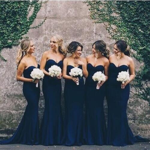 Lamiabridal Royal Blue Vestido De Festa Longo Mermaid Style Bridesmaid Dresses Country Garden Wedding Party Dresses Formal Gowns