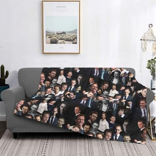 Tom Hiddleston Sexy Collage Blankets Velvet All Season Actor Breathable Soft Throw Blanket for Bedding Office Quilt
