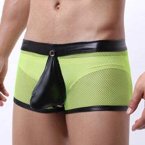 Sexy Lingerie Mens Net Panties Open File Sexy Soft Yarn Boxer Breathable Briefs Transparent Panties Fetish Tanga Underpants new