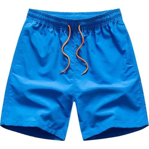 Summer Men Casual Shorts 2021 Solid Color Knee Length Soft Male Beach Shorts Wide Leg Pockets Fitness Training Board Shorts