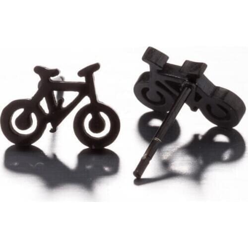 Cute Tiny Bike Bicycle Earrings for Women Best Friend Gifts Ear Jewelry Fashion Black Color Fitness Sport Stud Earrings